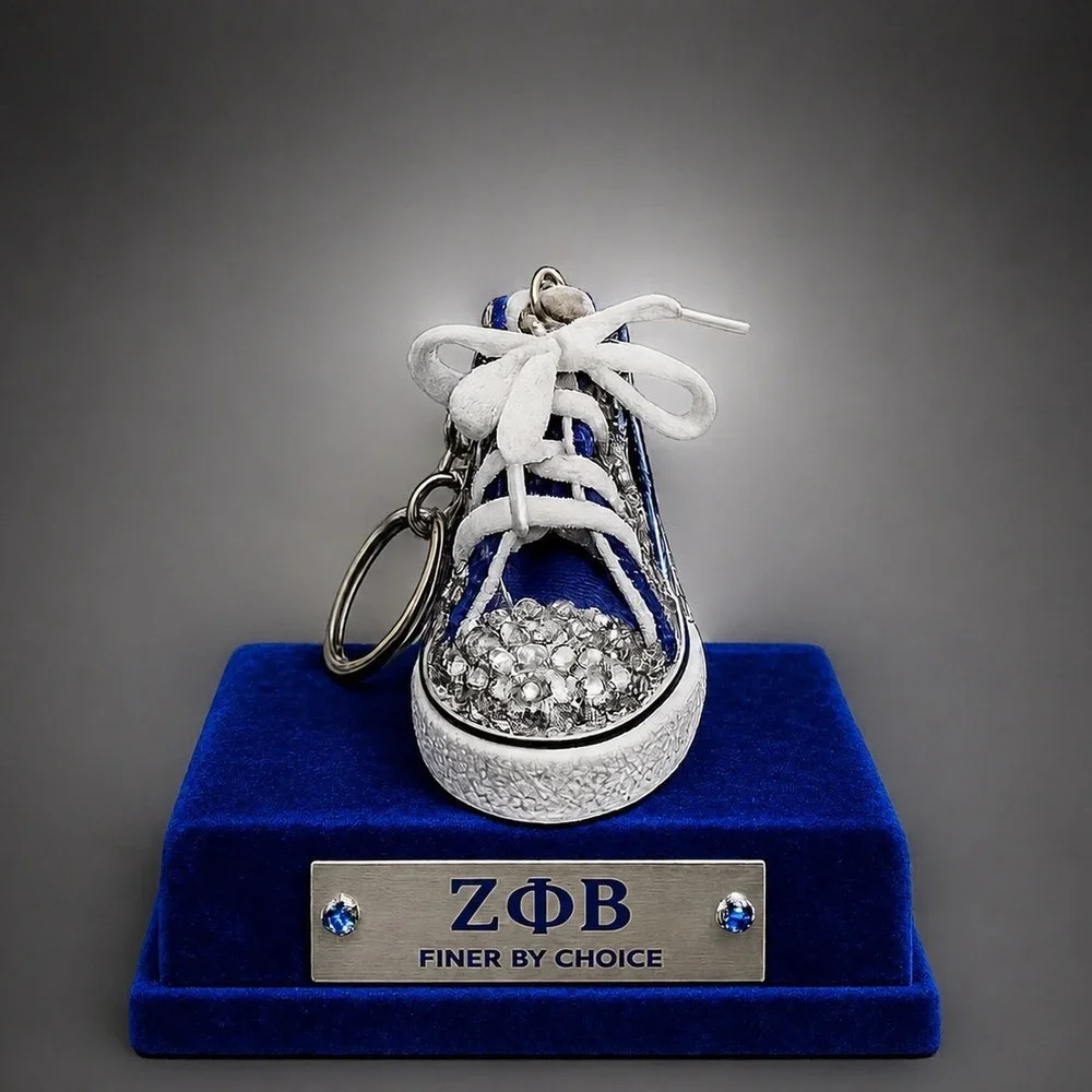 Zeta Phi Beta Keychain Clear Rhinestone Custom‎ Made Shoe